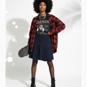 ANN TAYLOR PETITE womens 0P black A line pleated skirt